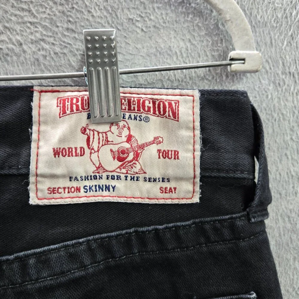 True Religion Men Jeans‎ 31 Black Skinny Denim Mid Rise Pockets 33